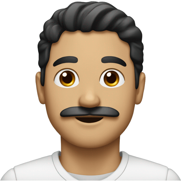 A man with a small mustache and black hair slides right emoji