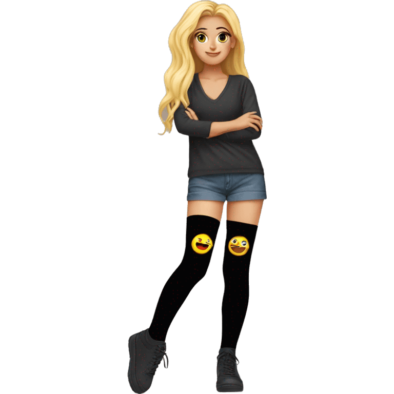 Just Plain Black over knee socks emoji