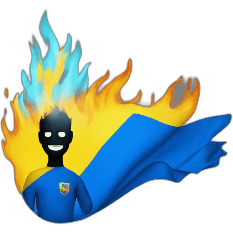 Human-fire with Ukraine flag emoji