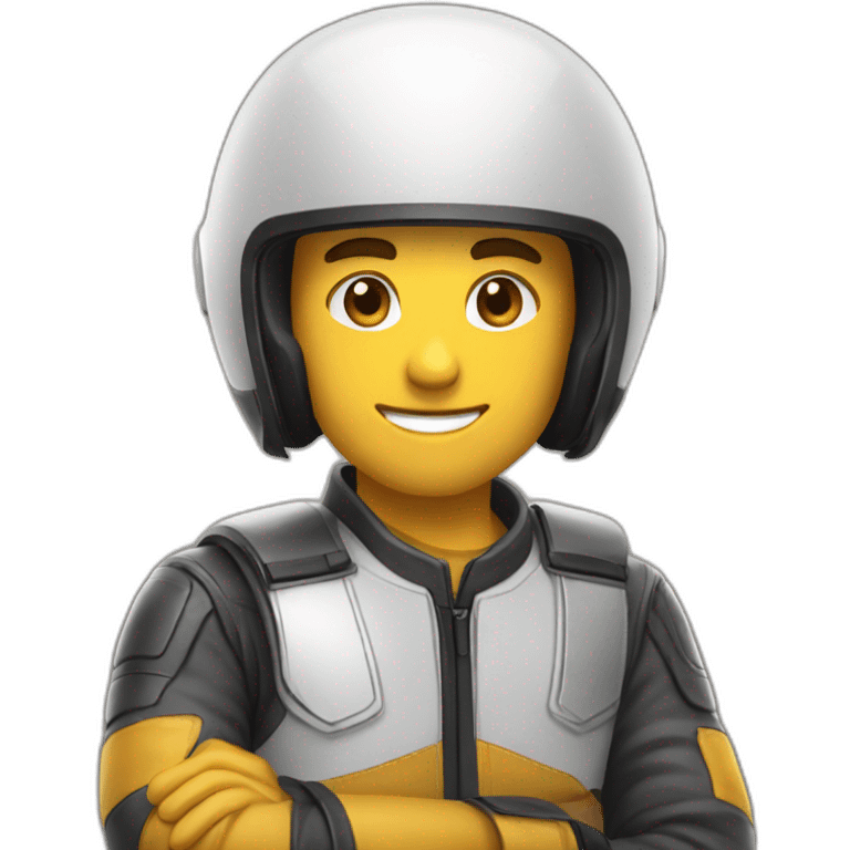 A man who arranges a motorcycle helmet emoji