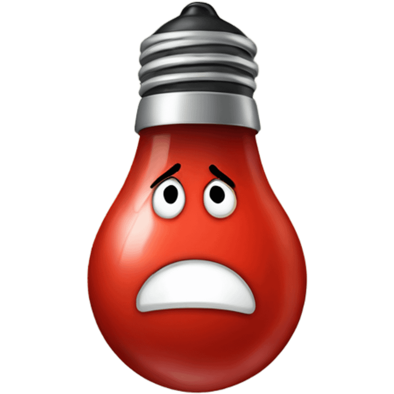 A red bulb disappointed emoji