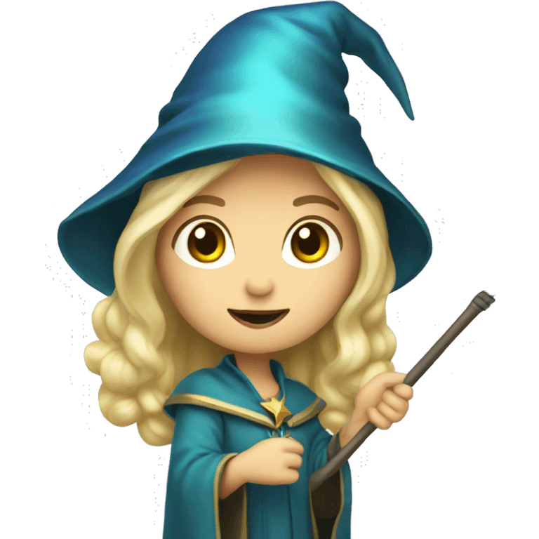 Blonde female wizard with iridescent star wand emoji