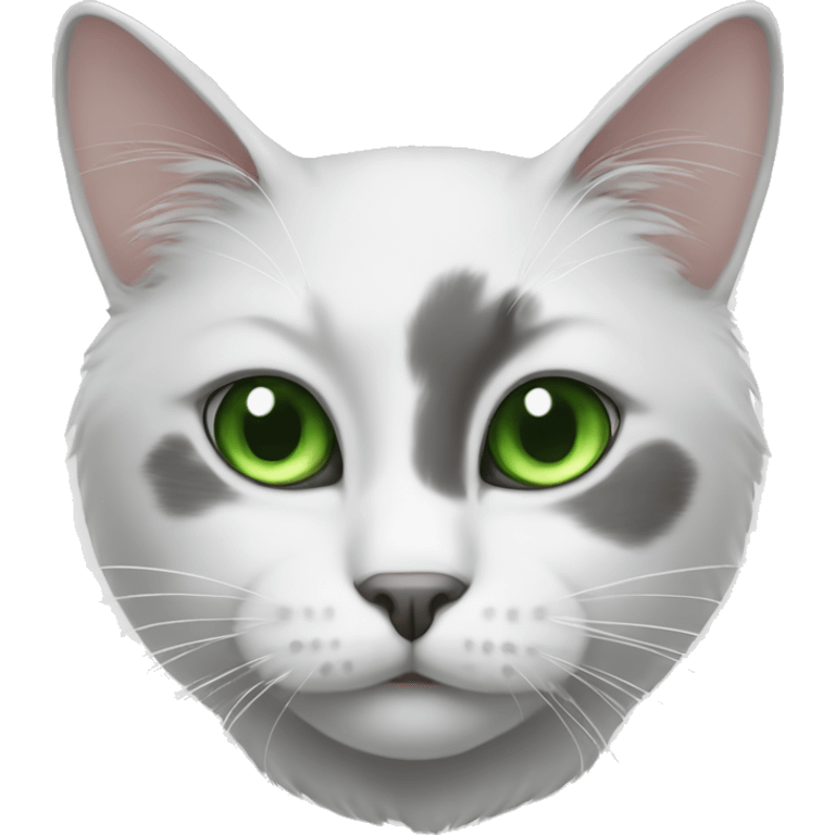 White grey cat with Green eyes more white  emoji