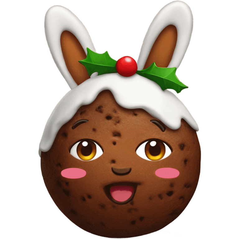 Christmas pudding wearing bunny ears emoji