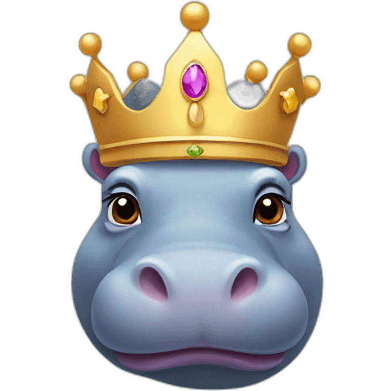 cute hippo in a crown emoji