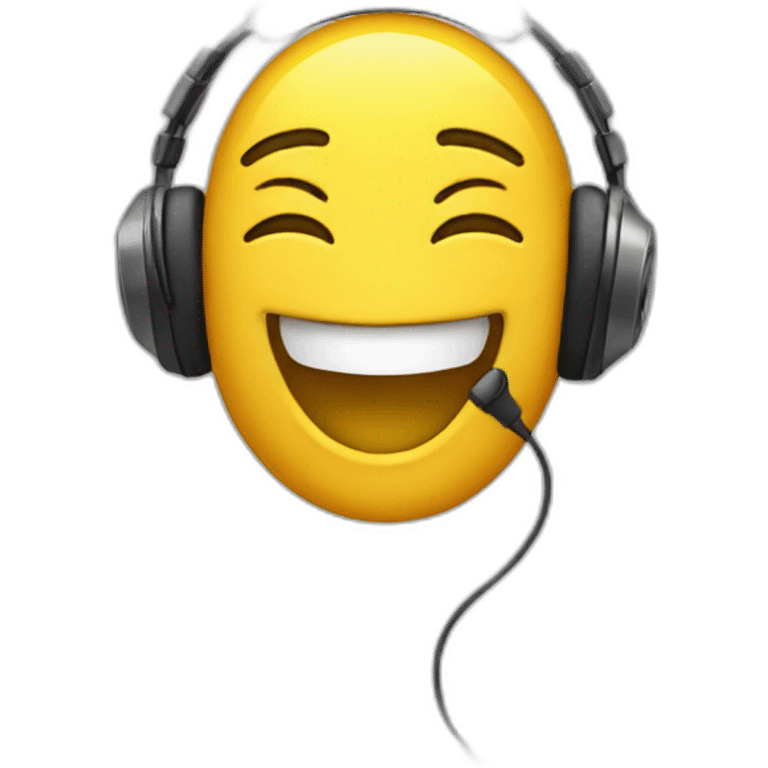 Happy emoji with headphones emoji