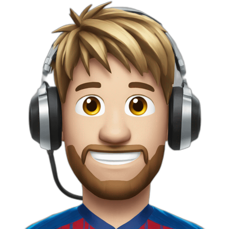 Messi avec un casque gaming emoji