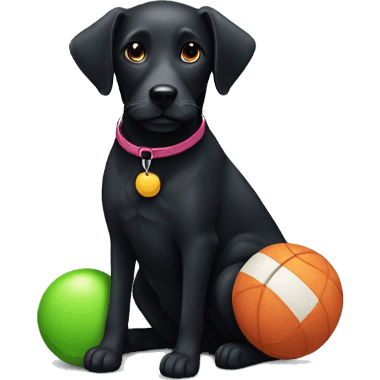 black dog with toy emoji