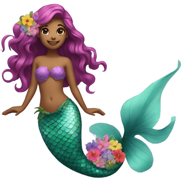 A pretty mermaid with flowers  emoji