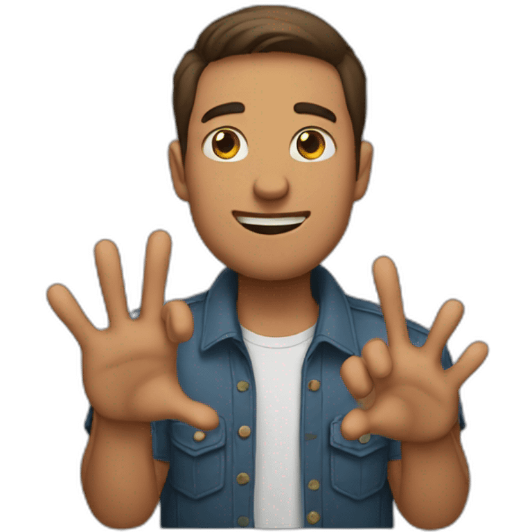 guy doing no hand gesture emoji