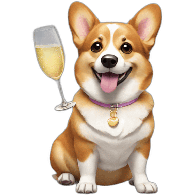 Corgi with champagne emoji