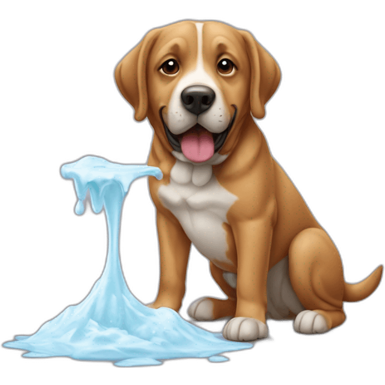 Un chien mange une glace emoji