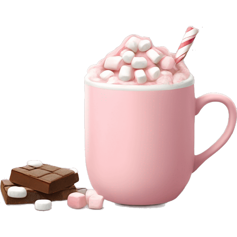 Light Pink mug of hot chocolate with marshmallows  emoji