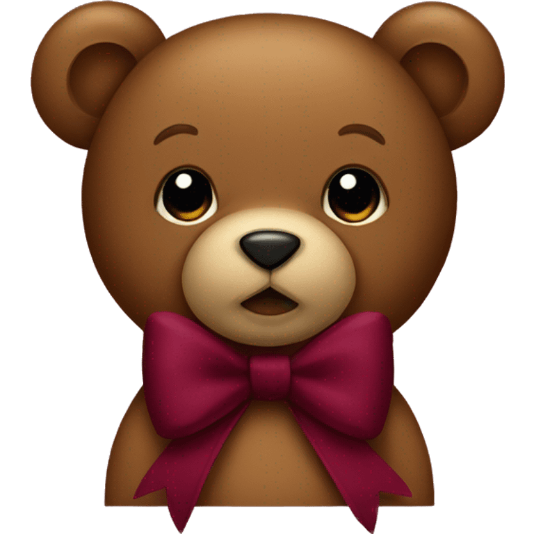 a burgundy teddy bear with a bow emoji