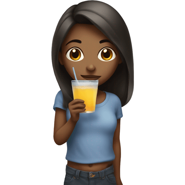 Shy girl with a drink emoji