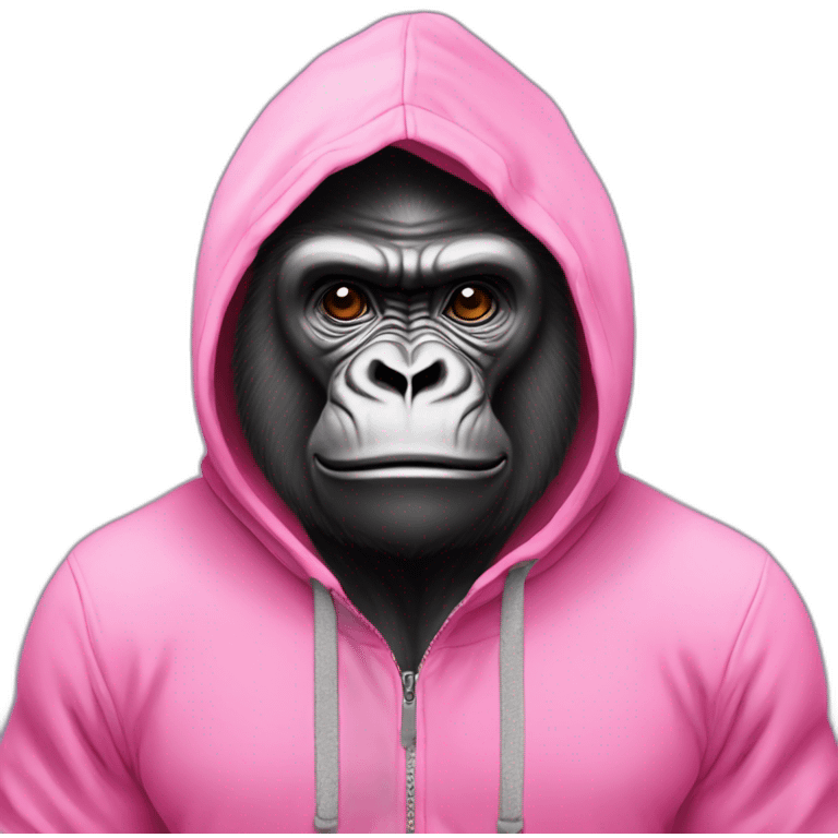 Gorilla in a pink hoodie emoji