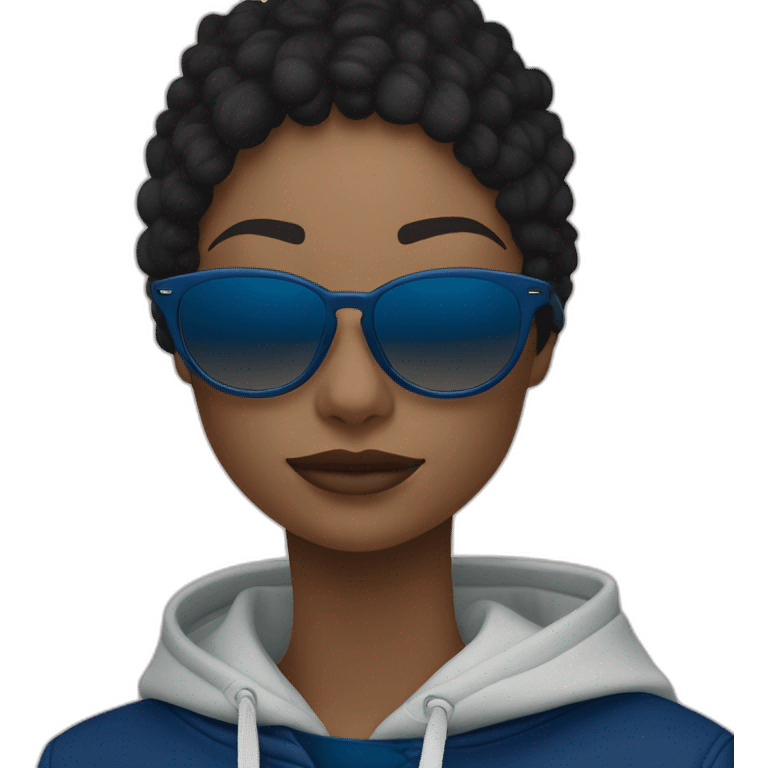 Lacoste bag girl with black lacoste hoodie e and blue oakley sportive sunglass  emoji