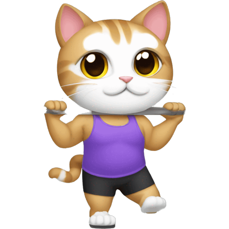 cat in the gym doing front pulls emoji