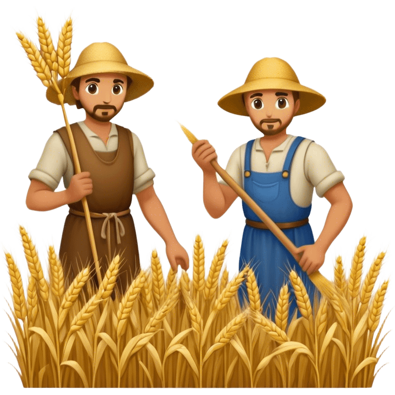 medieval farmers harvesting wheat emoji