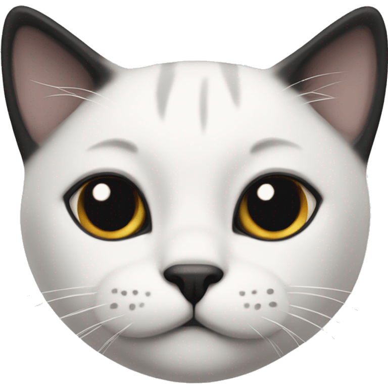 Black and white cat with black spot on nose and black chin emoji