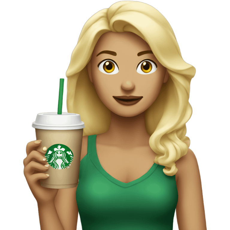 Blonde woman drink sturbucks emoji