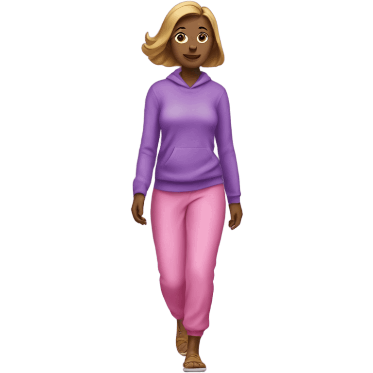 Woman walking pink and purple clothes emoji