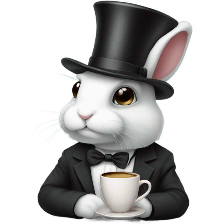 sad bunny with coffee and a tophat emoji