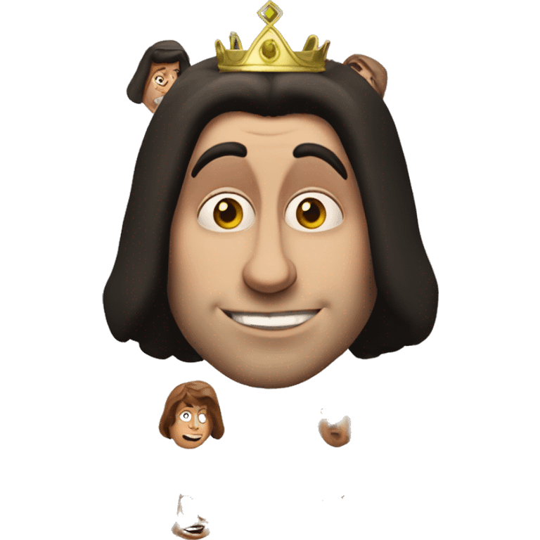 Lord farquaad from shrek but with the classic Bieber haircut wearing his crown emoji