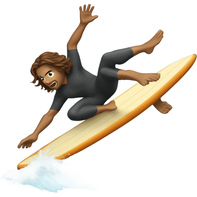 Long brown haired surfer falling off  emoji