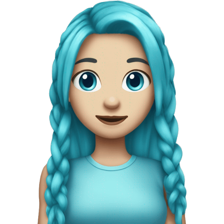 Cyan hair,girl,blue eyes,pigtails,long hair emoji