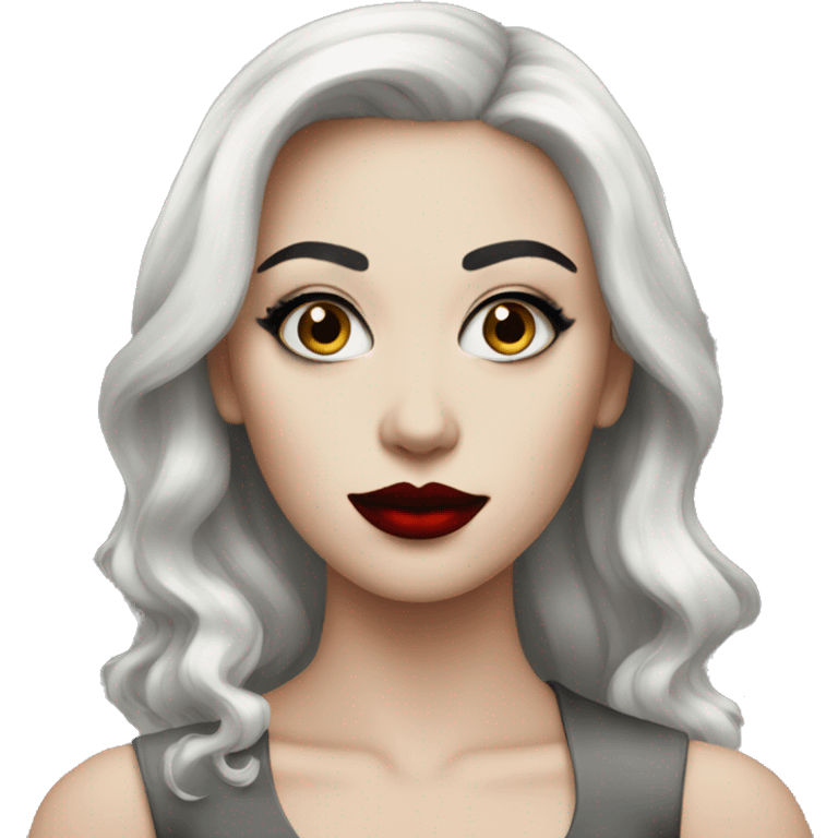 A white person with black makeup and red lipstick on emoji