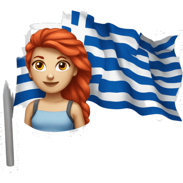 a red hair female ice peak with greek flag emoji