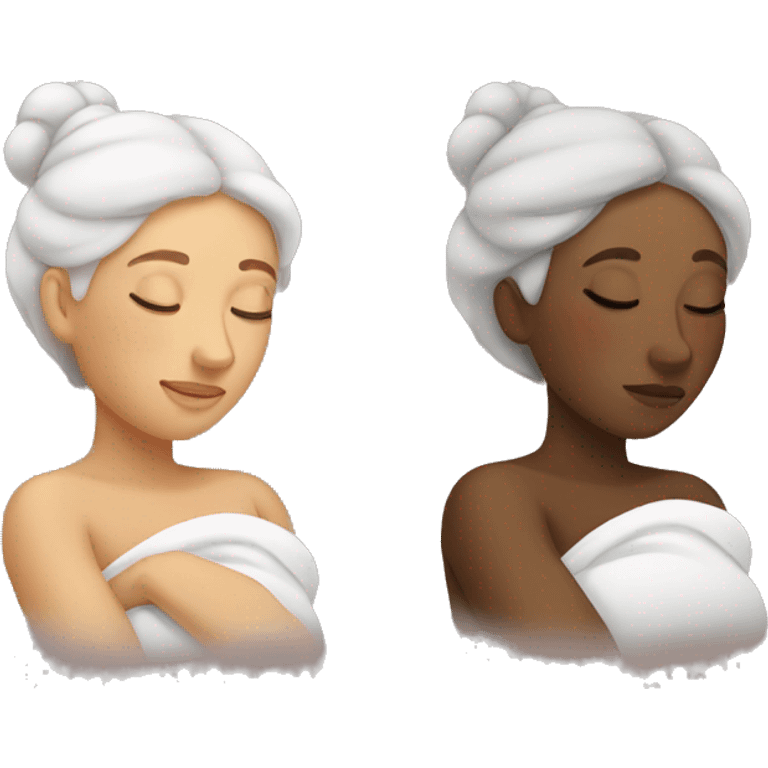 Two women sleeping different races  emoji