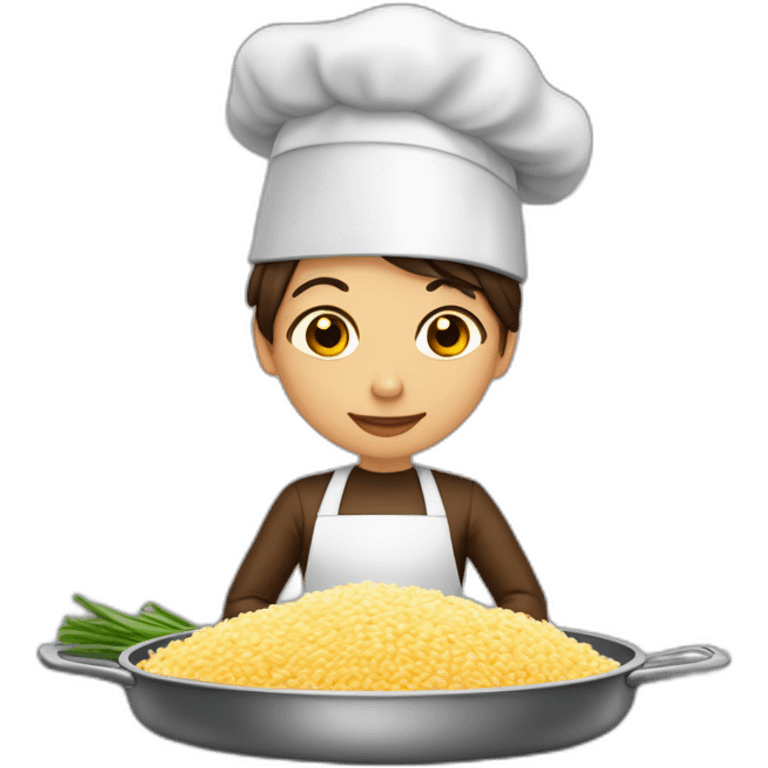 Cocinero con poco cabello haciendo arroz de bogavante emoji