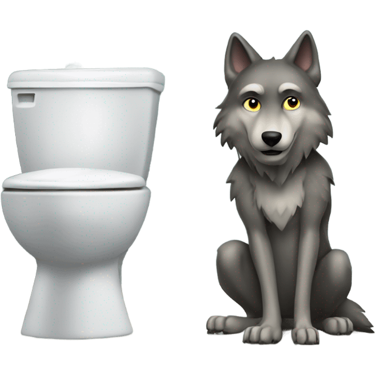 Wolf and toilet together  emoji