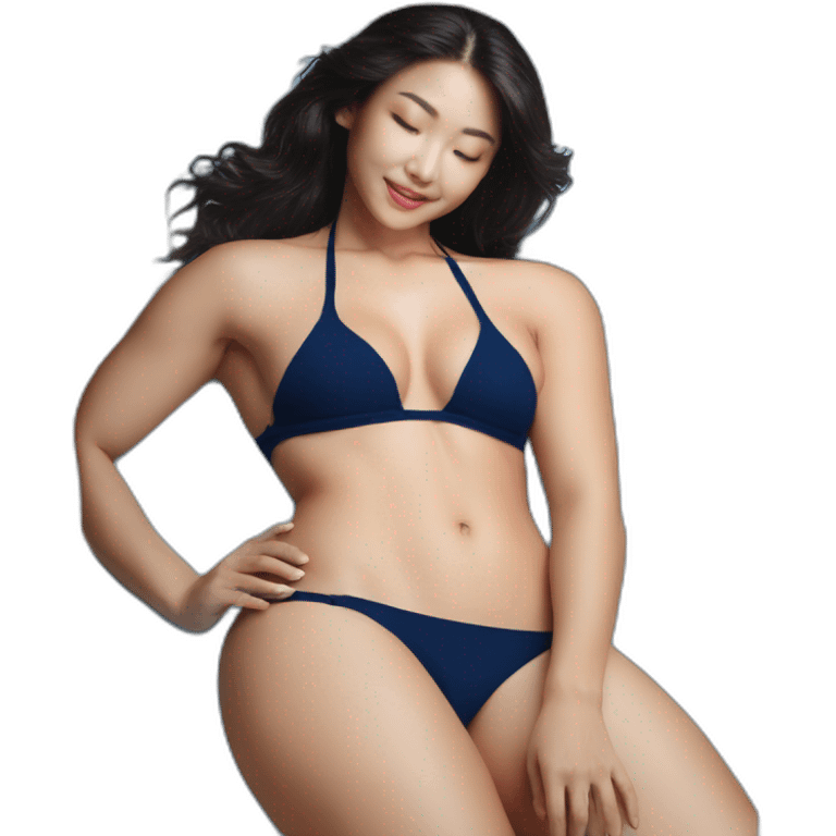 Sexy pose soft-fit woman blue bikini (beach body)bed emoji