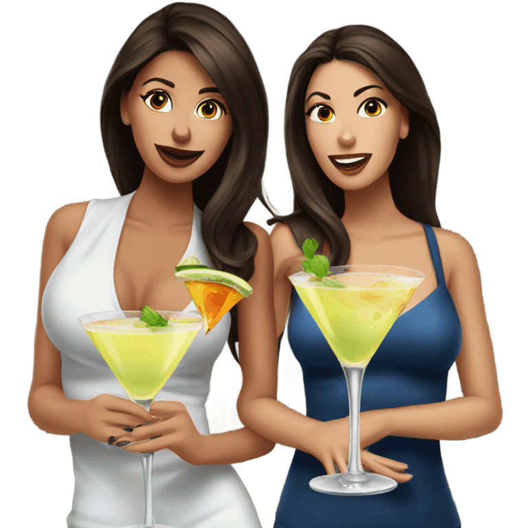  women two friends sipping prnstar martinis brunettes emoji