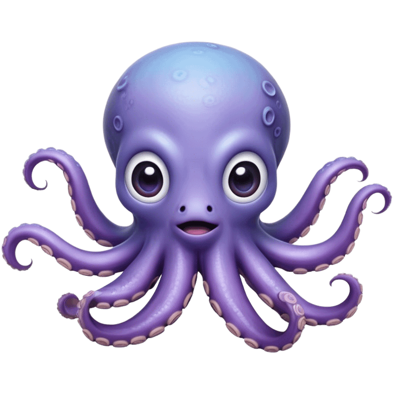 Cinematic Comical Baby Octopus Portrait Emoji, Tentacles slightly flared in a playful, exaggerated gesture, featuring a light blue-purple, rounded body with dramatically wide, hilariously expressive eyes full of surprise and innocent mischief, Simplified yet hilariously endearing features, highly detailed, glowing with a soft oceanic radiance, high shine, dramatic yet lovable, stylized with a dash of whimsical underwater mischief, soft glowing outline, capturing the essence of a delightfully silly little octopus that looks like it just made a clumsy, adorable mistake! emoji