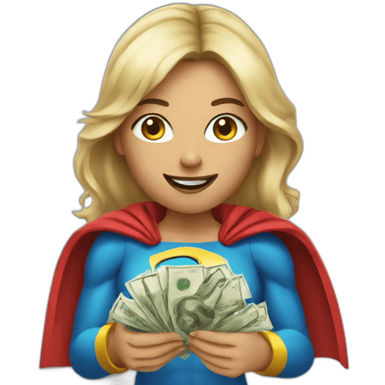 superhero female holding money to give emoji