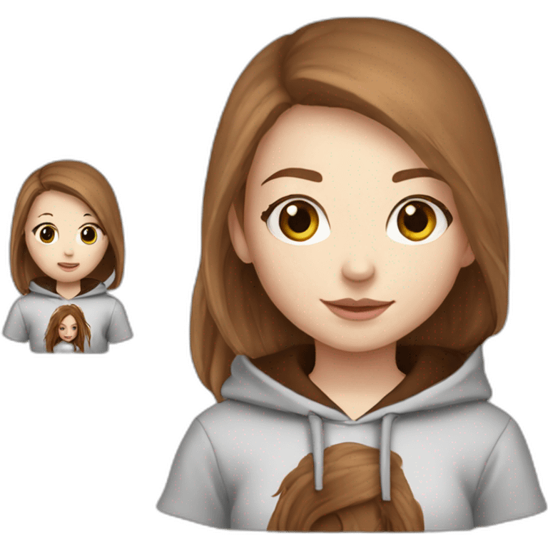 pale skin and long marron hair girl hoodie emoji