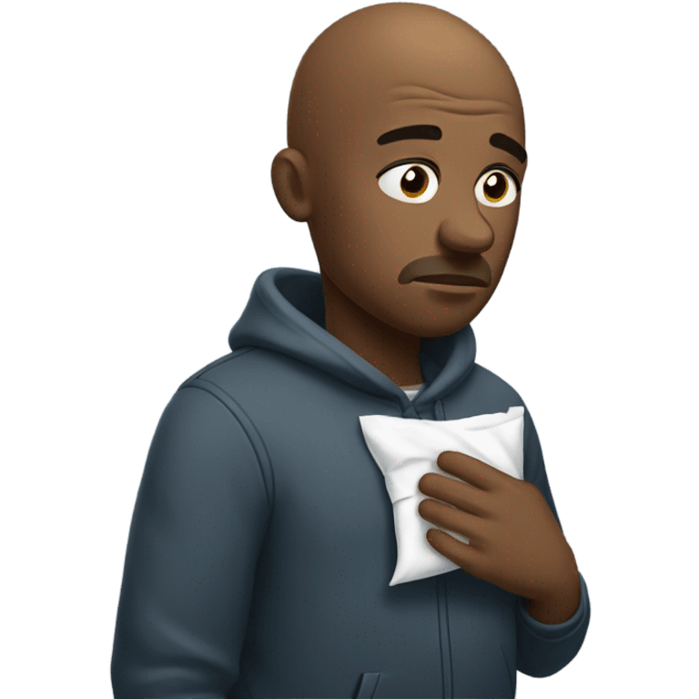 Bald black man sick with cold emoji