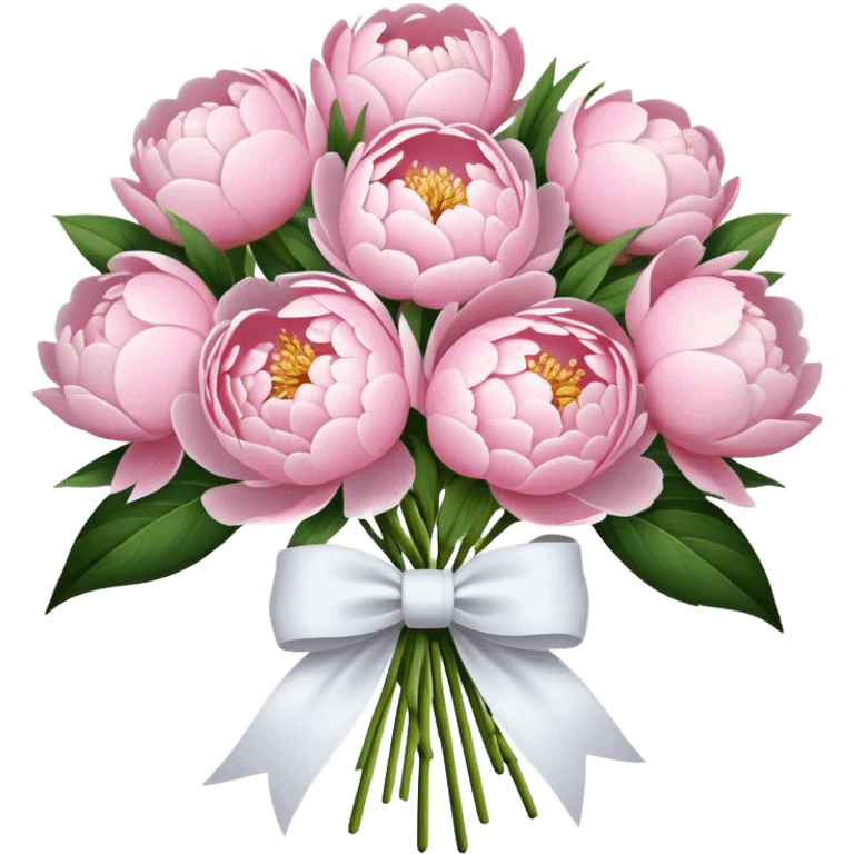 Light Pink peonies bouquet with bow emoji