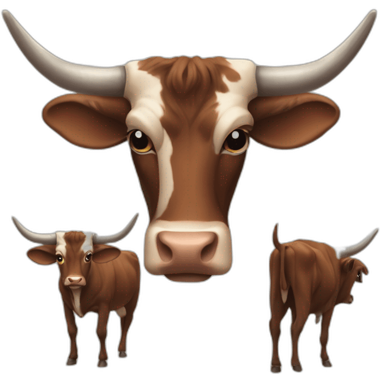 bull, Texas Longhorn, brindle, ridiculously long horns, full body emoji