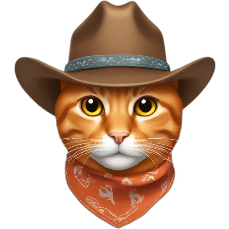 Orange cat with cowboy hat and bandana emoji