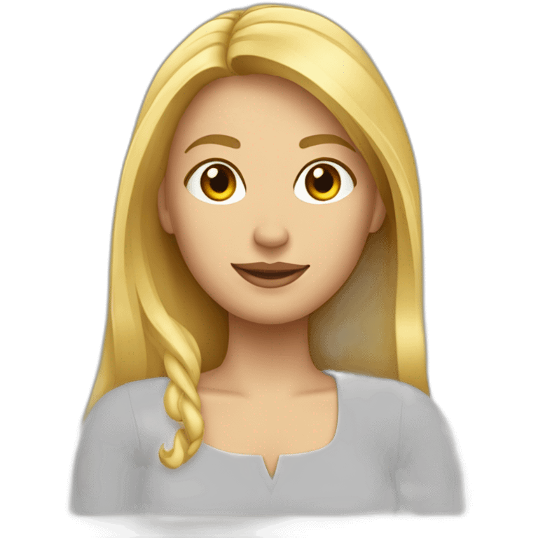 Mujer rubia  con celular iPhone  emoji