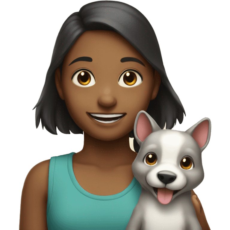 smiling girl with animal friend no hat emoji