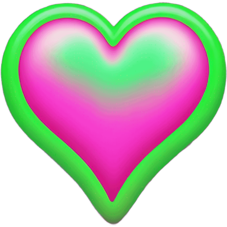 Neon pink and green heart emoji