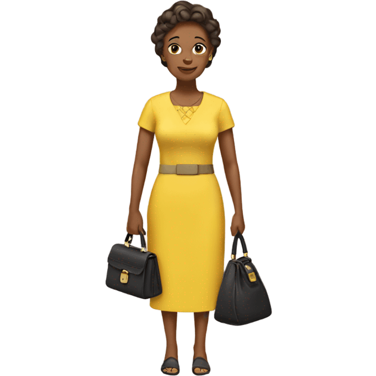 Mother in yellow dress with purse  emoji