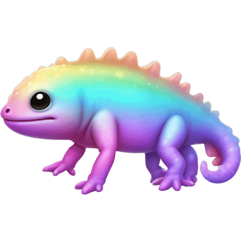 Gradient rainbow shimmery iridescent axolotl full body emoji