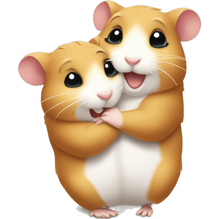 two happy hamsters hug emoji